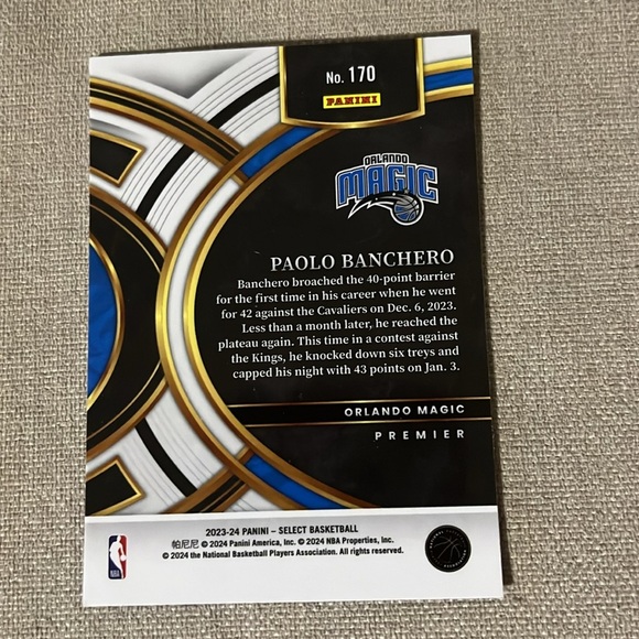Palo Ranchero 23-24 Panini Select Premier Blue Orlando Magic NBA Basketball Card - Picture 2 of 2